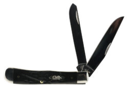 Case 18221 Trapper  3.25"/3.27" Folding Clip Point/Spey Plain Mirror Polished Tru-Sharp SS Blade Rough Black Jigged Synthetic Handle