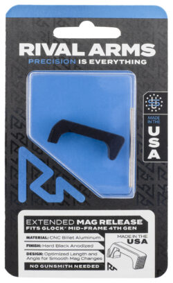 Rival Arms RA72G002A Magazine Release  Glock Gen4 Extended Hard Black Anodized Aluminum
